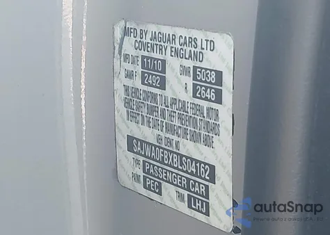 2011 Jaguar Xf из США, поврежденный, VIN SAJWA0FBXBLS04162